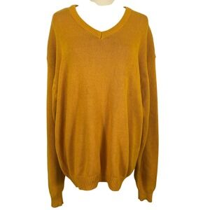 Vintage Northwest Territory Large 100% Cotton Mustard Yellow Knit Sweater